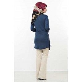 Gilet long femme bleu