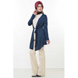 Gilet long femme bleu