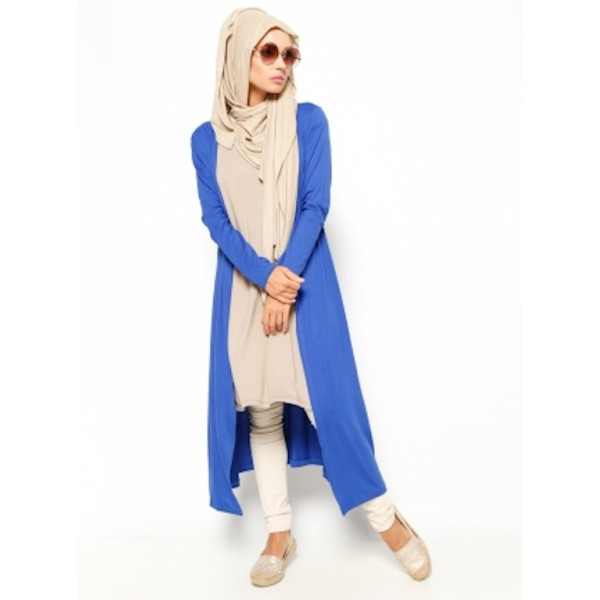 Cardigan extra long effet loose - bleu