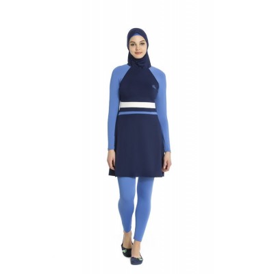 Maillot de bain hijab bleu nuit - bleu ciel