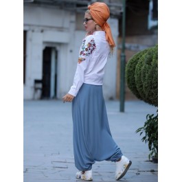 Pantalon sarouel avec poche bleu Pantalon sarouel avec poche bleu