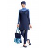 Maillot de bain hijab bicolore bleu nuit & ciel