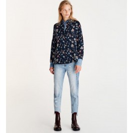 Chemise fluide imprimé bleu