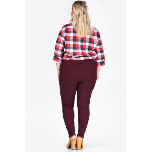 Leggings motif chevron bordeaux