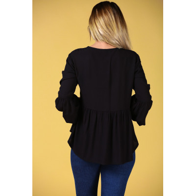 Blouse volantée brodée