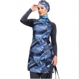 Maillot de bain hijab bleu imprimé