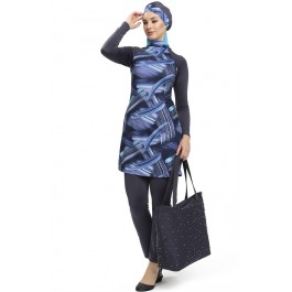 Maillot de bain hijab bleu imprimé
