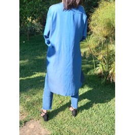 Kimono mi-long en jean contrasté avec sfifa