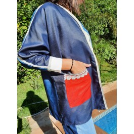 Kimono court en jean contrasté avec sfifa