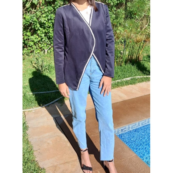 Veste souple asymétrique drapée - bleu marine