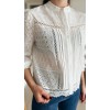 Chemise col mao en broderie anglaise