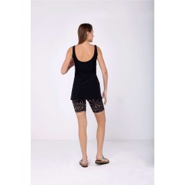 Maillot semi couvert noir imprimé géometrique Maillot semi couvert noir imprimé géometrique