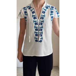 Blouse col mao brodée