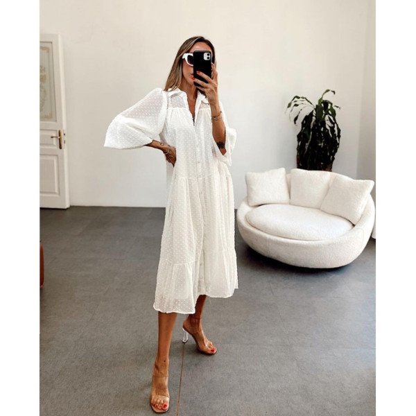 Robe fluide voile de plumetis blanc