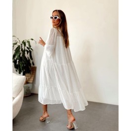 Robe fluide voile de plumetis blanc