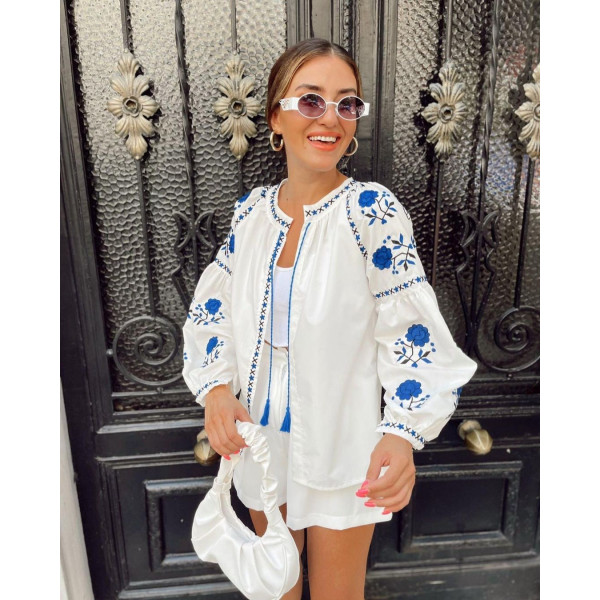 Veste bohème broderie florale