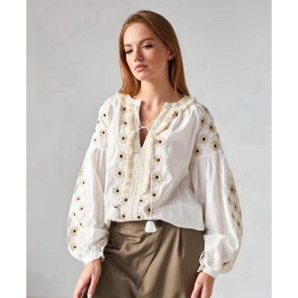 Blouse bohème pampille et broderie