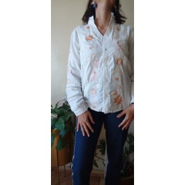 Chemise blanche broderie et dentelle