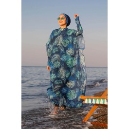 Paréo Robe de plage imprimé feuilles