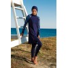Maillot de bain hijab bleu empiècement imprimé