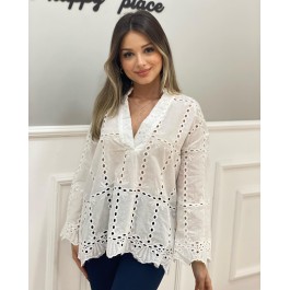 Blouse blanche broderie anglaise