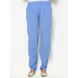 Pantalon fluide bleu avec poches