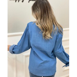 Chemise en jean à col ruffle