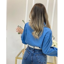 Chemise en jean à col ruffle