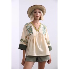 Blouse bohème broderie florale