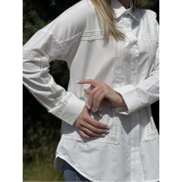 Chemise oversized empiècement en guipure Chemise oversized empiècement en guipure
