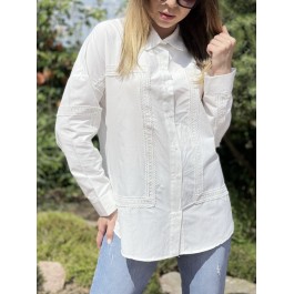 Chemise oversized empiècement en guipure Chemise oversized empiècement en guipure