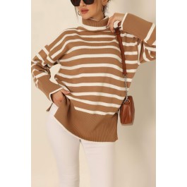 Pull a rayures beige