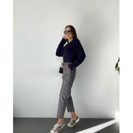 Pantalon droit en simili cuir gris