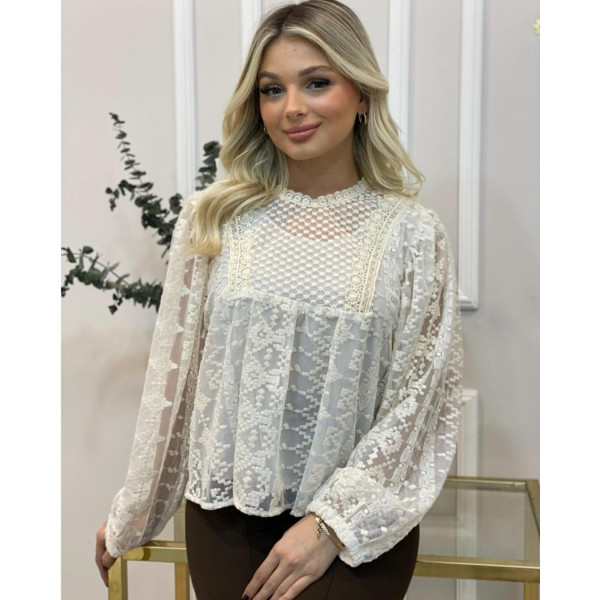 Blouse à tulle brodé