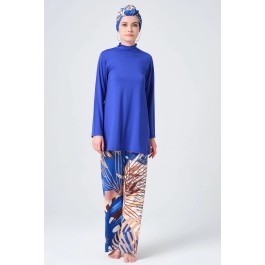 Maillot de bain hijab bleu pantalon imprimé