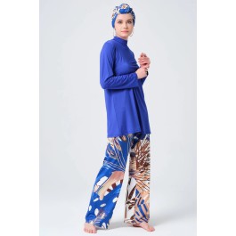 Maillot de bain hijab bleu pantalon imprimé