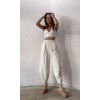 Pantalon fuselé en toile de coton blanc