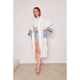 Kimono long empiècements en denim