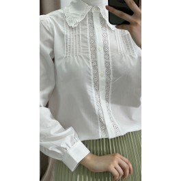 Chemise à col en broderie anglaise