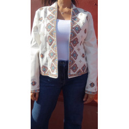 Veste à broderie ethnique blanche