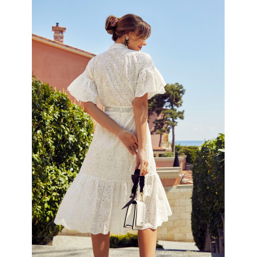Robe midi à volants et broderie anglaise Robe midi à volants et broderie anglaise