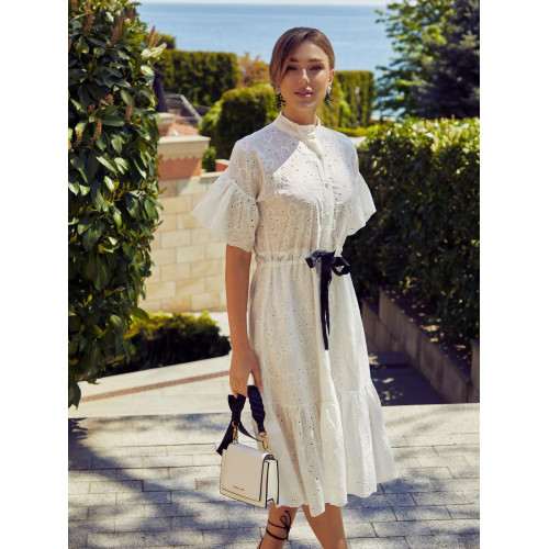 Robe midi à volants et broderie anglaise Robe midi à volants et broderie anglaise