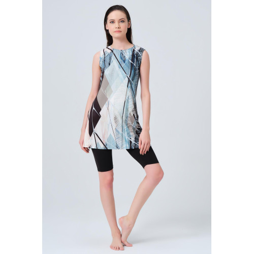 Maillot semi couvert imprimé graphique Maillot semi couvert imprimé graphique