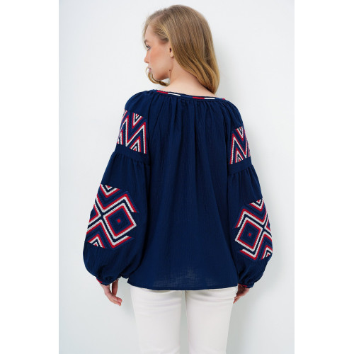 Blouse bohème brodée manches ballon Blouse bohème brodée manches ballon