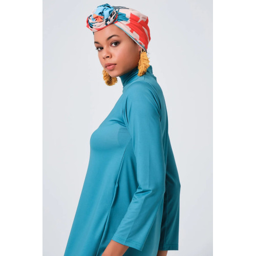 Maillot de bain hijab bleu pantalon imprimé abstrait Maillot de bain hijab bleu pantalon imprimé abstrait