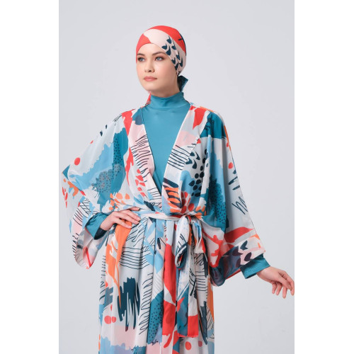 Paréo kimono de plage imprimé abstrait Paréo kimono de plage imprimé abstrait