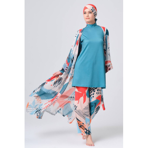 Paréo kimono de plage imprimé abstrait Paréo kimono de plage imprimé abstrait