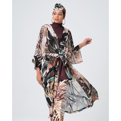 Paréo kimono de plage imprimé floral Paréo kimono de plage imprimé floral