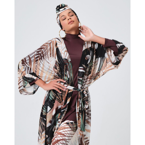 Paréo kimono de plage imprimé floral Paréo kimono de plage imprimé floral