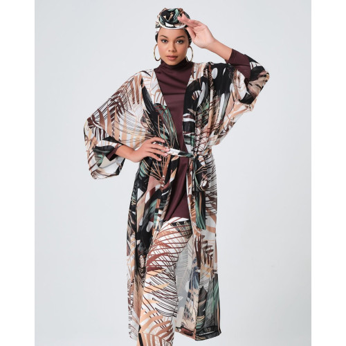 Paréo kimono de plage imprimé floral Paréo kimono de plage imprimé floral